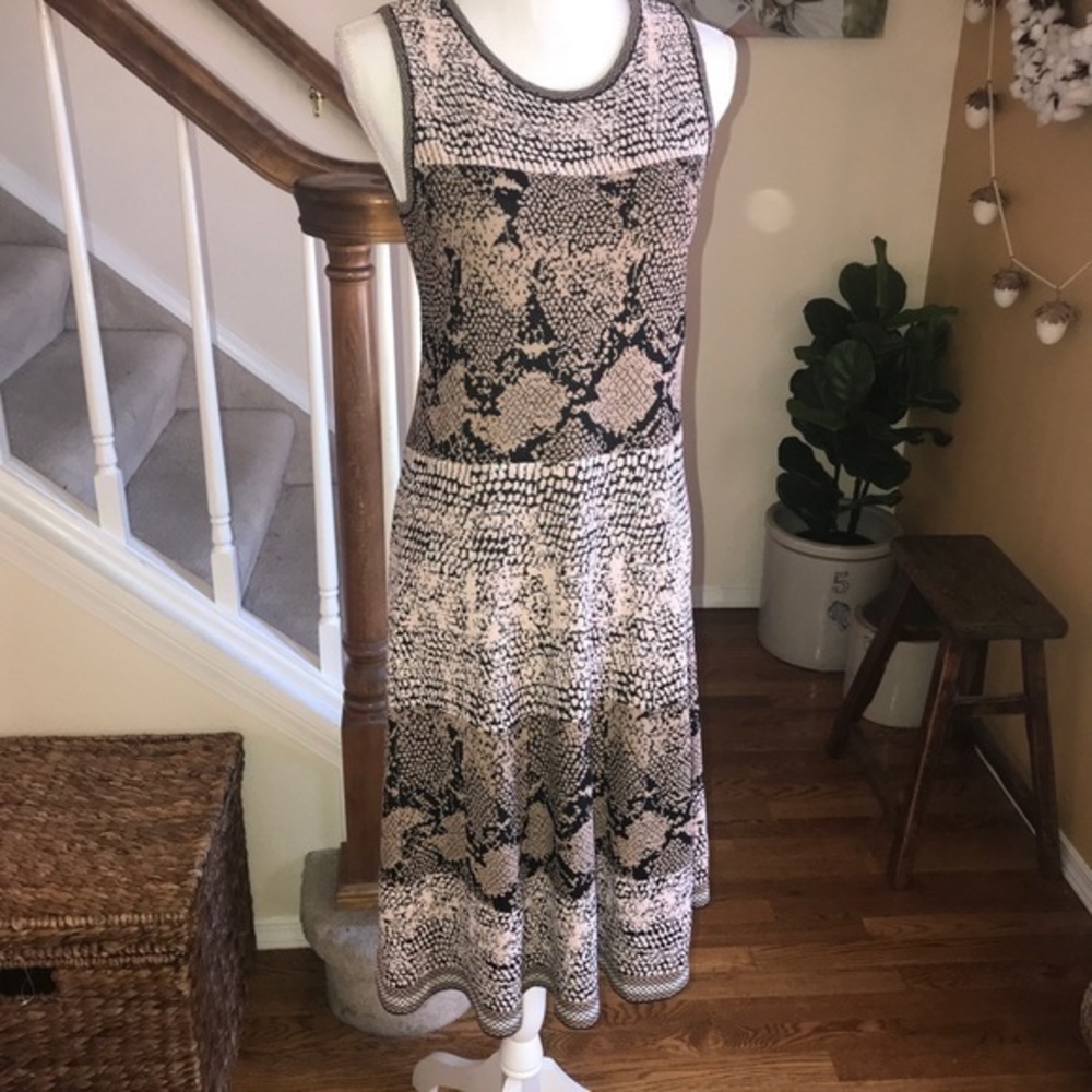 Etcetera Animal Print sleeveless sweater‎ dress M